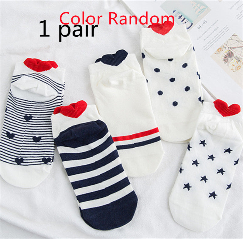 Women's Socks Cotton Heel With Hearts Low Top Invisible Short Tube Breathable Cute Japanese Style Wholesale