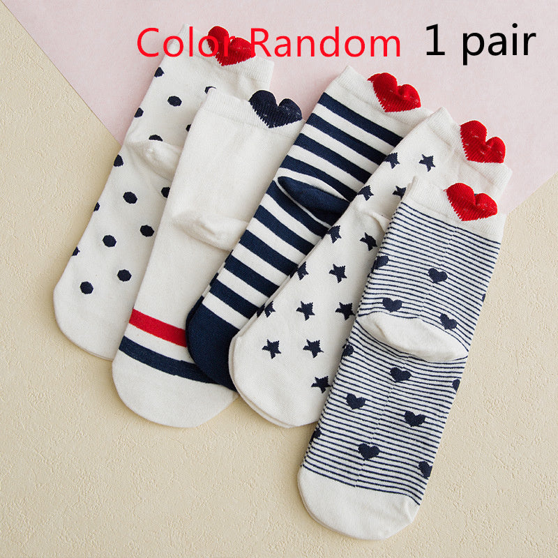 Women's Socks Cotton Heel With Hearts Low Top Invisible Short Tube Breathable Cute Japanese Style Wholesale