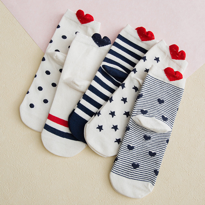Women's Socks Cotton Heel With Hearts Low Top Invisible Short Tube Breathable Cute Japanese Style Wholesale