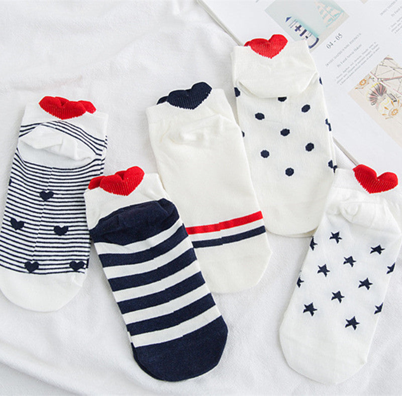Women's Socks Cotton Heel With Hearts Low Top Invisible Short Tube Breathable Cute Japanese Style Wholesale